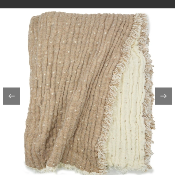 Johanna Howard Cozi Wool Gauze Throw Blanket Reversible Taupe / Natural - Picture 3 of 8
